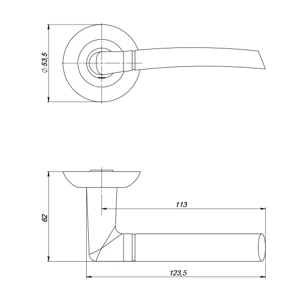 Ручка раздельная R.ZR54.COMETA (COMETA ZR) SN/CP-3 матовый никель/хром