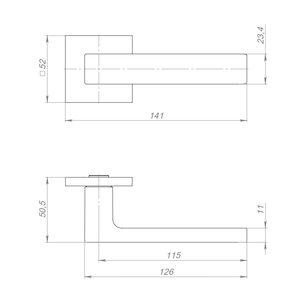 Ручка раздельная K.TRG52.TETRAGON BL-24 черный квадрат 8х170 мм