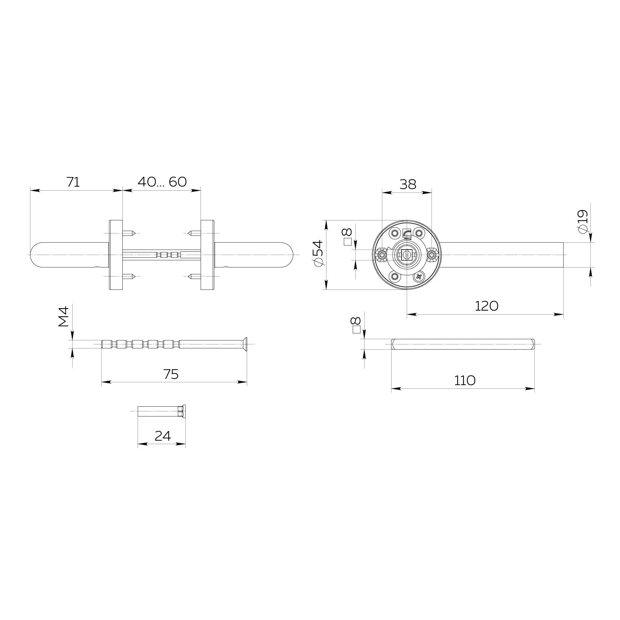 Ручка раздельная R.DSS201-0204/19 (DSS-0204/19) INOX 201