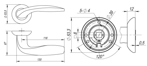Ручка раздельная R.RM54.VITA (VITA RM) ABG-6 зеленая бронза