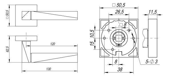Ручка раздельная K.DM51.DIAMOND (DIAMOND DM) SN/CP-3 матовый никель/хром