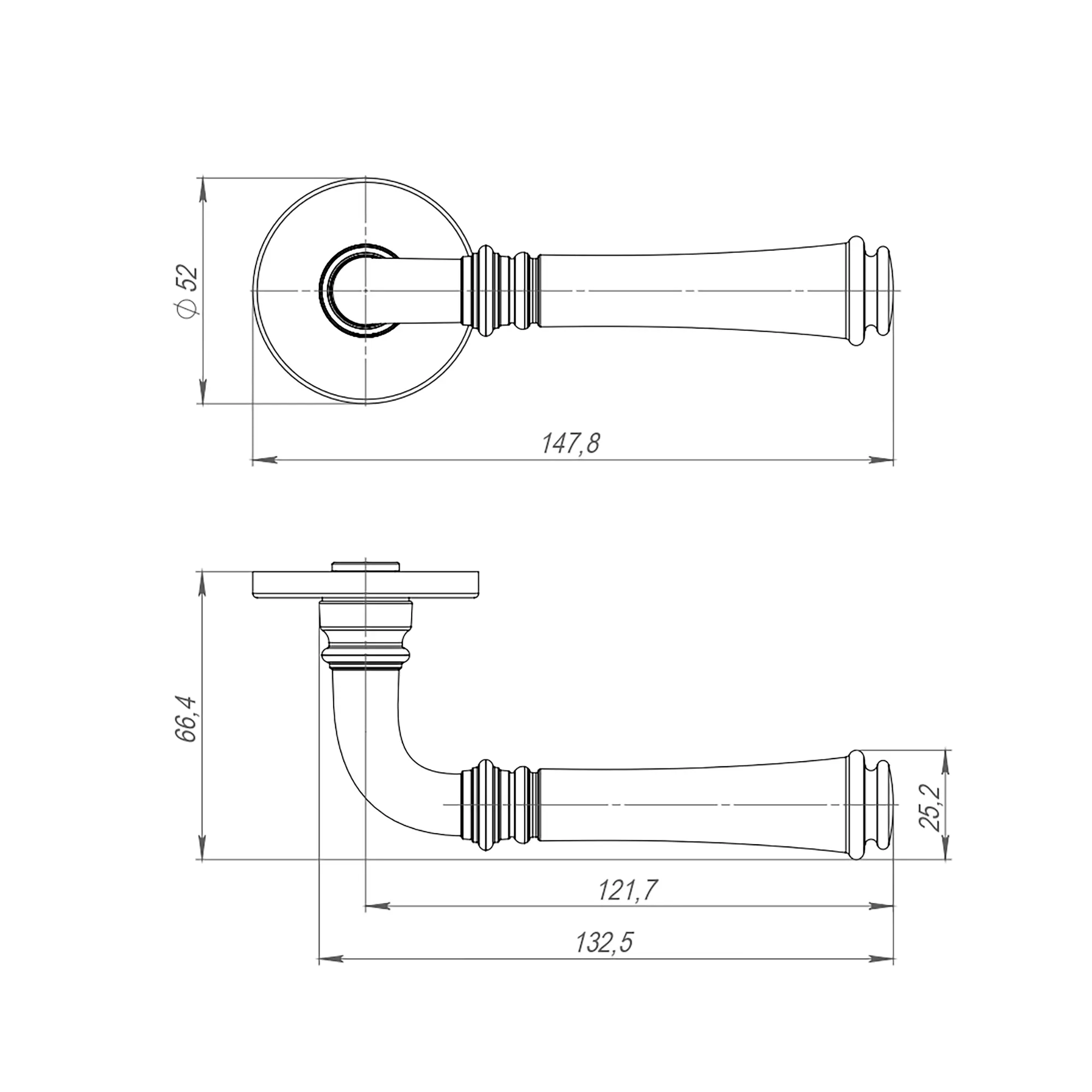 Ручка раздельная R.ARC.R52.SORENTO CP-8 хром