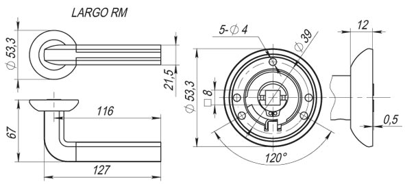 Ручка раздельная R.RM54.LARGO (LARGO RM) SN/CP-3 матовый никель/хром