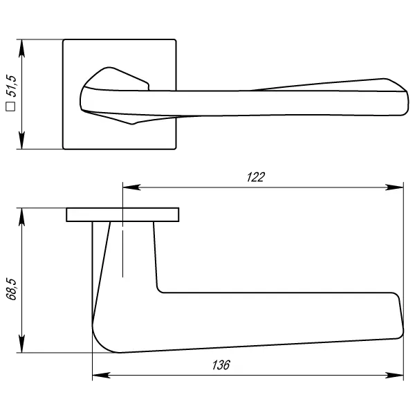 Ручка раздельная K.USS52.TORSO (TORSO USS) BPVD-77 вороненый никель