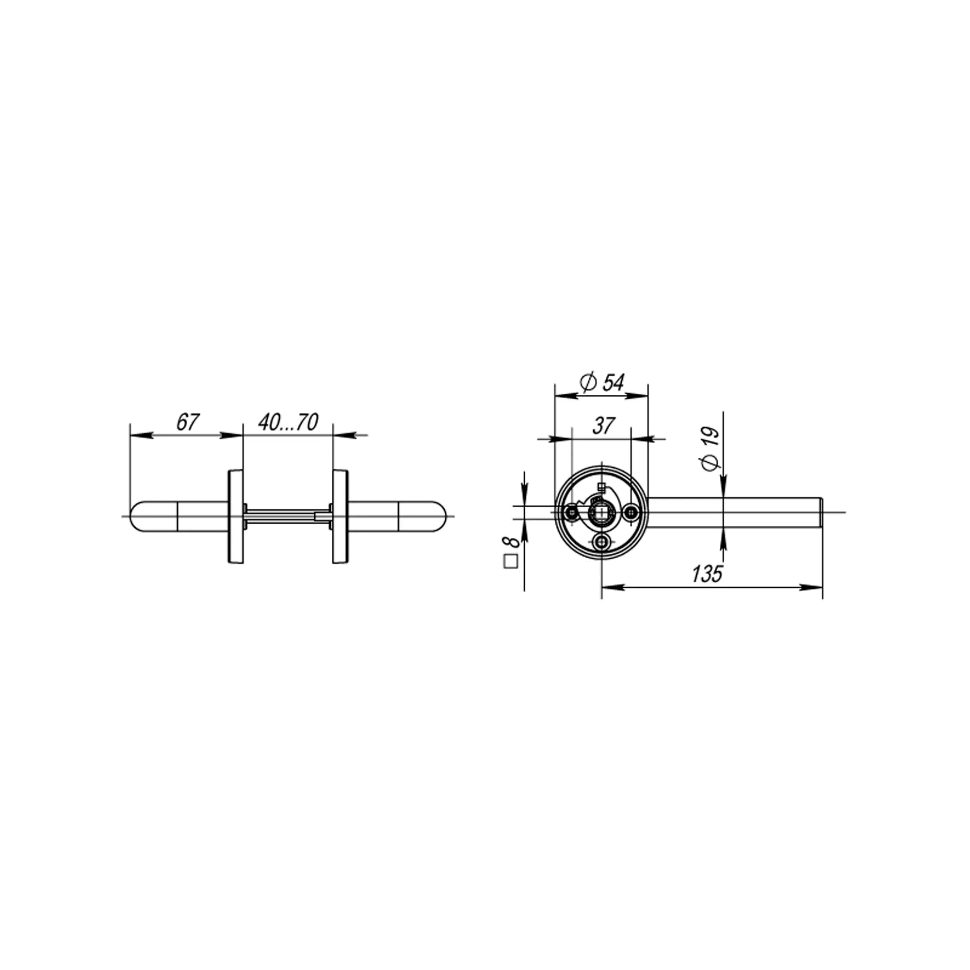 Ручка раздельная R.DSS201-0203/19 (8х110 мм) INOX 201