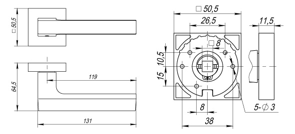 Ручка раздельная K.DM51.FLASH (FLASH DM) CP/WH-19 хром/белый