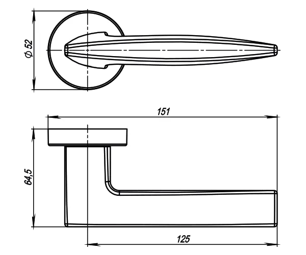 Ручка раздельная R.URB52.SQUID (SQUID URB9) SN-3 матовый никель