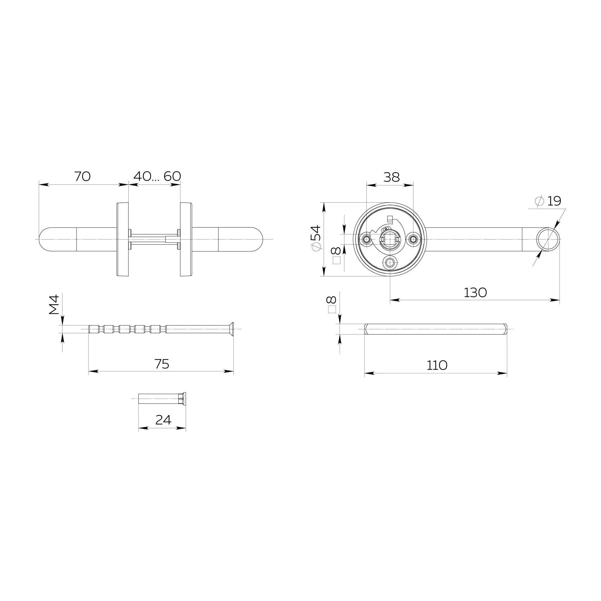 Ручка раздельная R.DSS201-0203/19 (9х125 мм) INOX 201