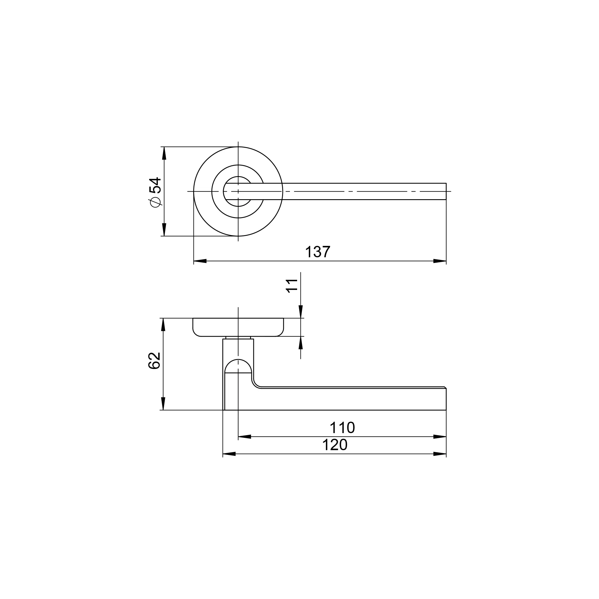 Ручка раздельная R.JR54.IND POLUS SN/CP-3 мат.никель/хром (AL руч.)