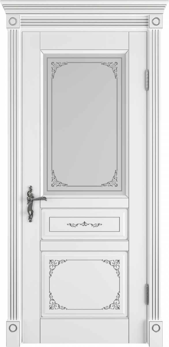 Афина Эмаль белая патина серебро Сатин арт