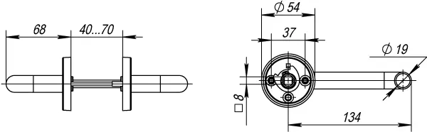 Ручка раздельная R.DSS304-0203/19 (квадрат 8х110 мм) INOX 304