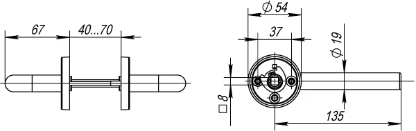 Ручка раздельная R.DSS304-0201/19 (DSS-0201/19) INOX 304