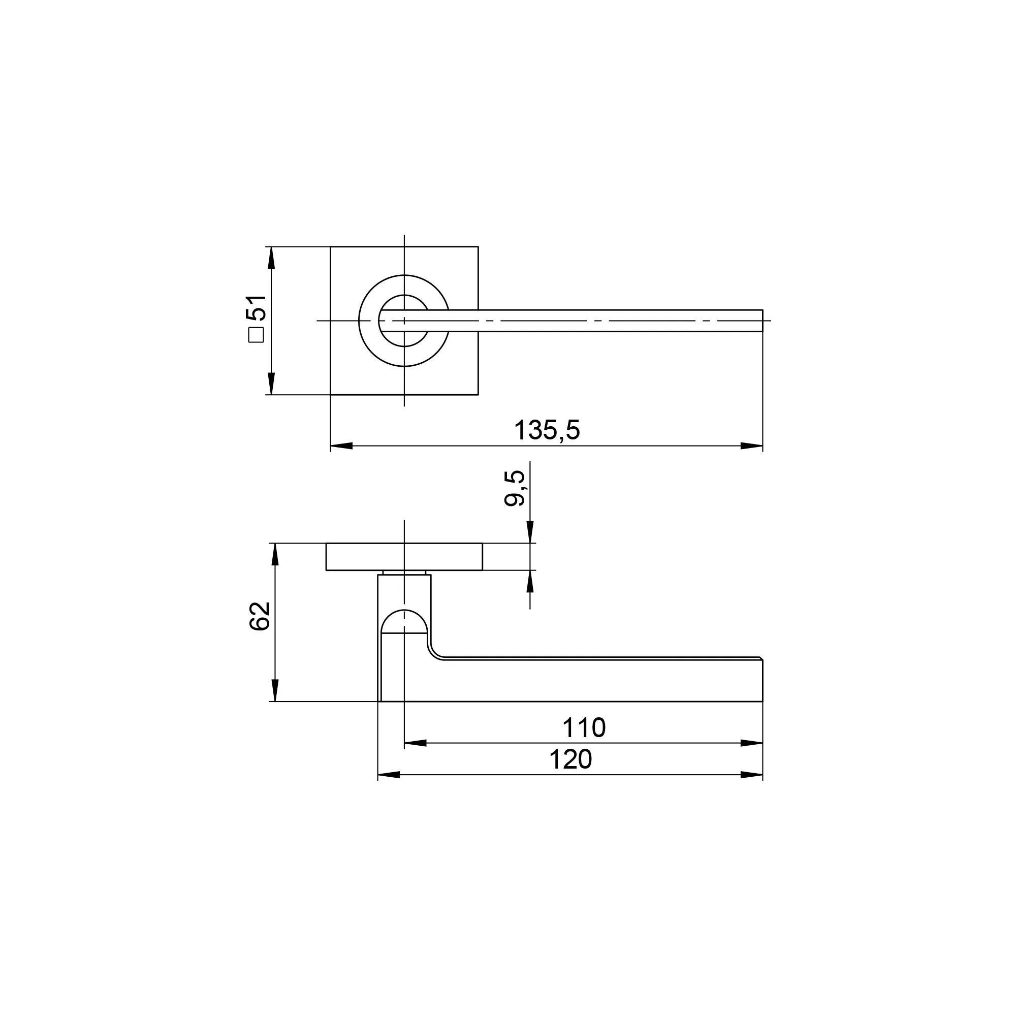 Ручка раздельная K.JK51.IND POLUS BL-24 черный (AL руч.)