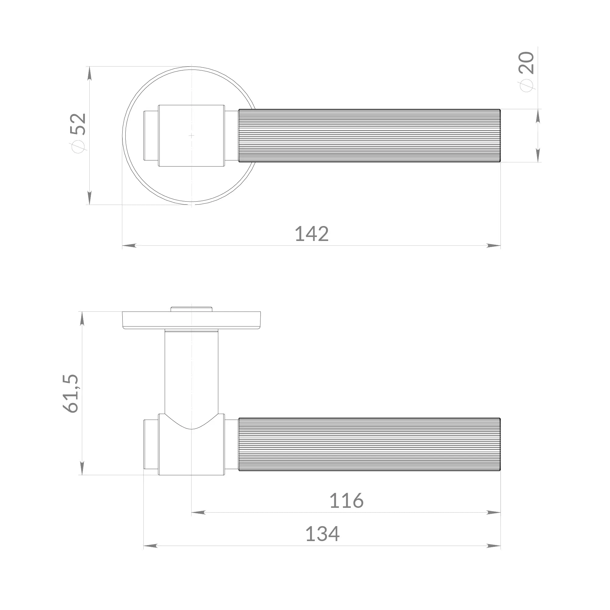 Ручка раздельная R.EST.R52.SHELL SSG-39 сатинированное золото
