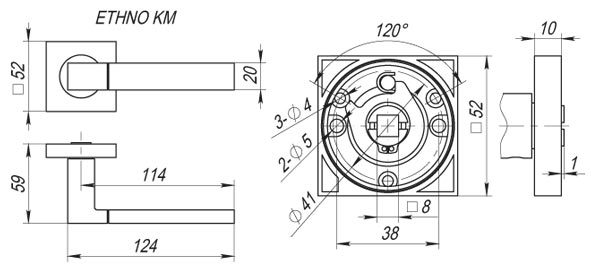 Ручка раздельная K.KM52.ETHNO (ETHNO KM) SN/CP-3 матовый никель/хром