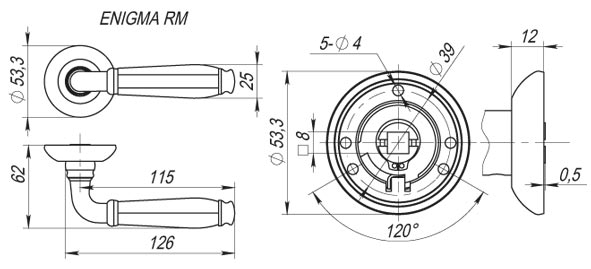 Ручка раздельная R.RM54.ENIGMA (ENIGMA RM) AB/GP-7 бронза/золото