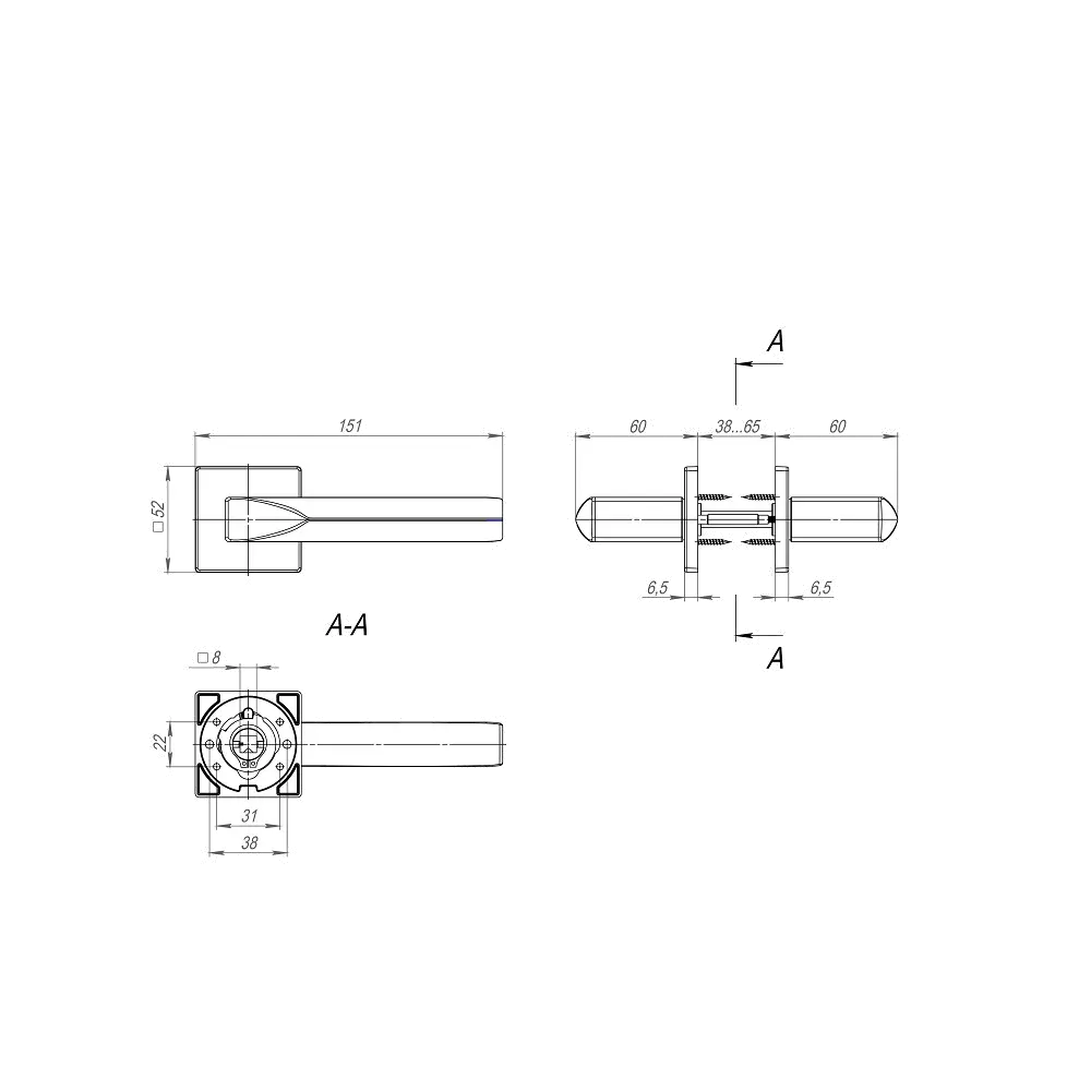 Ручка раздельная K.SL52.PRIZMA (PRIZMA SL) CP-8 хром