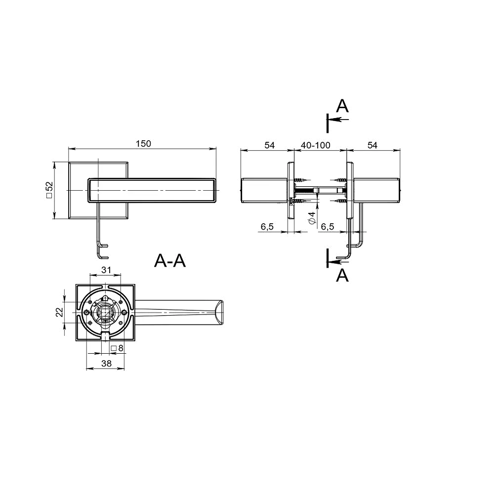 Ручка раздельная K.DM51.Straight (Straight DM) SSG-39 сатинированное золото