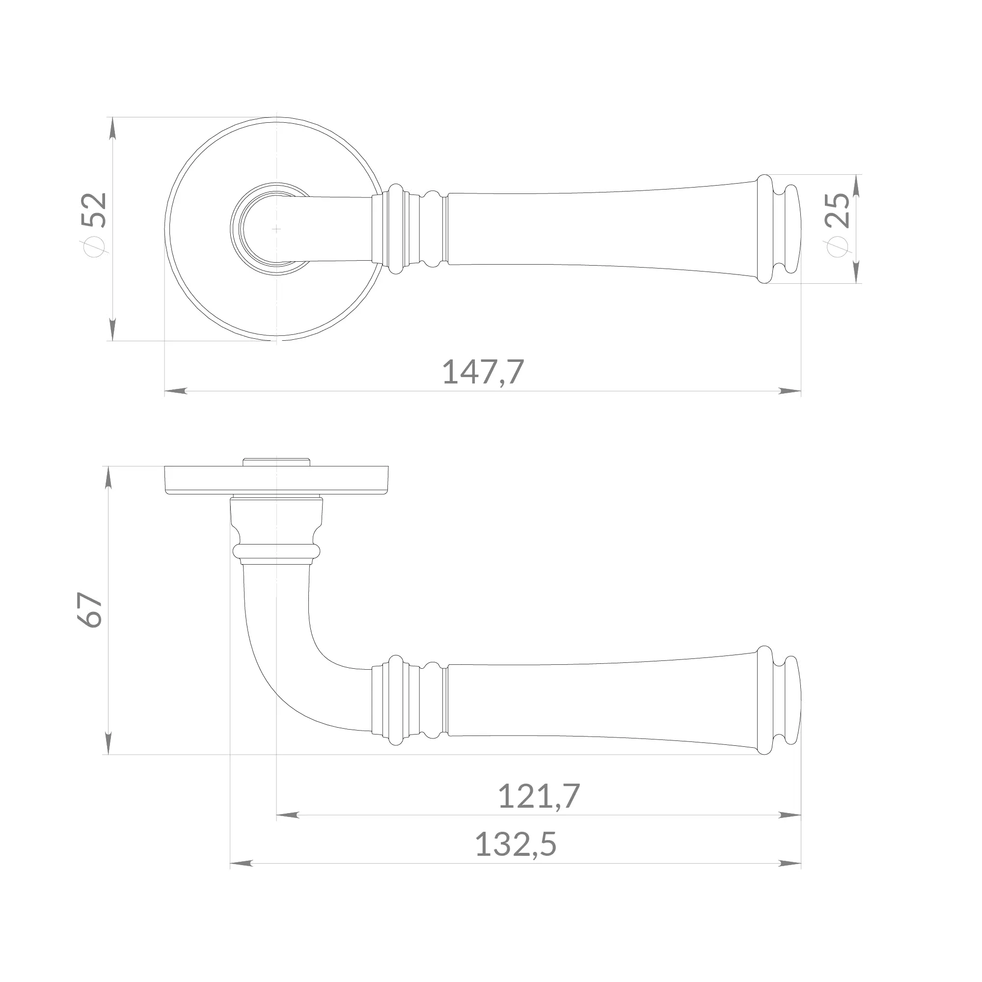 Ручка раздельная R.EST.R52.VERONA SSG-39 сатинированное золото