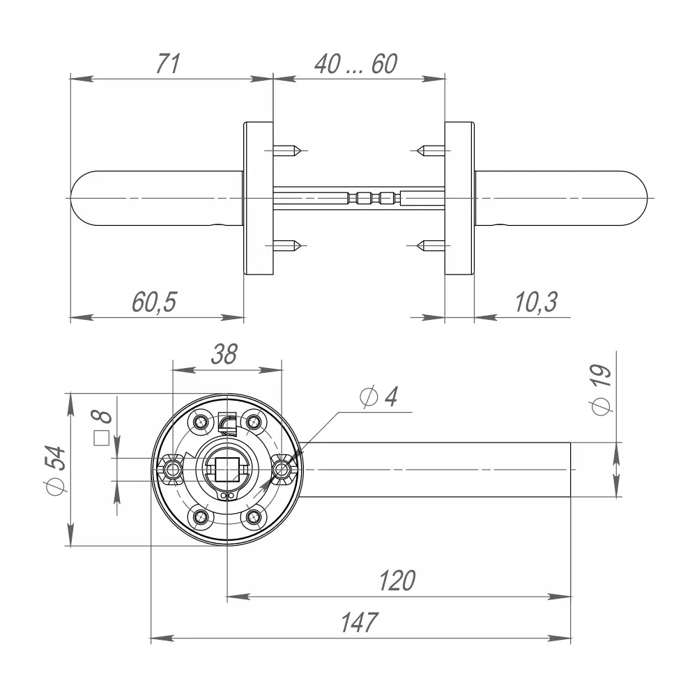 Ручка раздельная R.DSS201-0204/19 (INOX 201) BLACK
