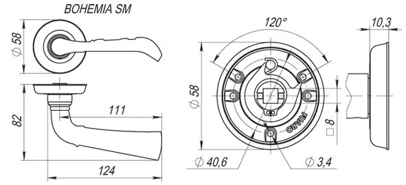 Ручка раздельная R.SM58.BOHEMIA (BOHEMIA SM) MAB-6 темная бронза