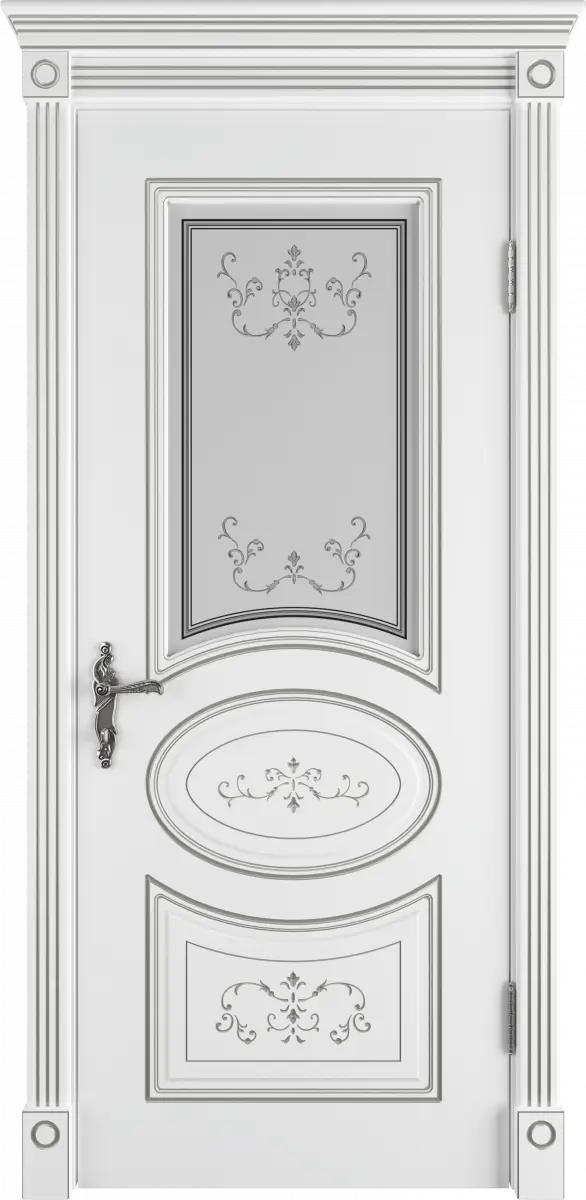 Амалия Эмаль белая патина серебро Сатин арт
