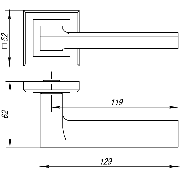 Ручка раздельная K.QL52.BLADE (BLADE QL) GR/CP-23 графит/хром