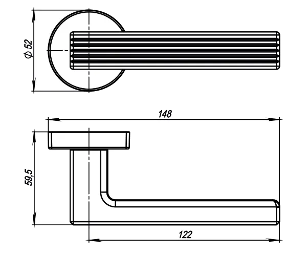 Ручка раздельная R.URB52.LINE (LINE URB6) BPVD-77 вороненый никель