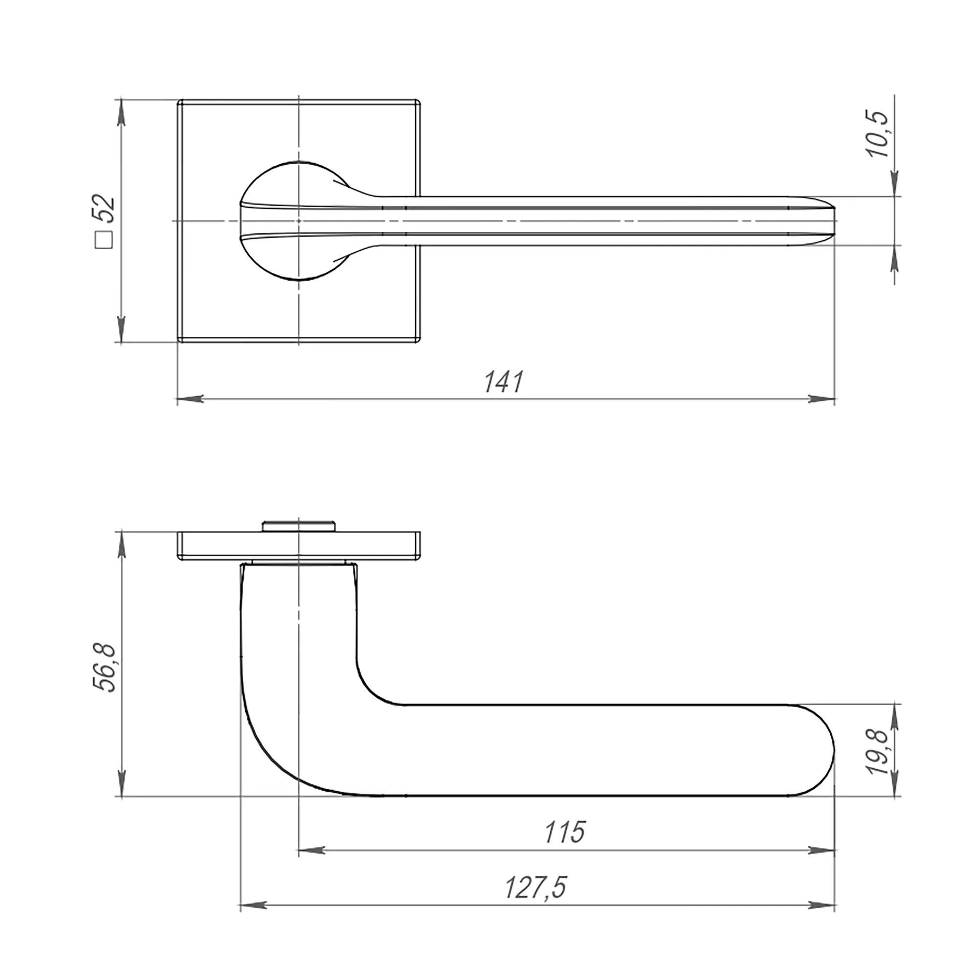 Ручка раздельная K.ARC.Q52.ASPECT BL-24 черный