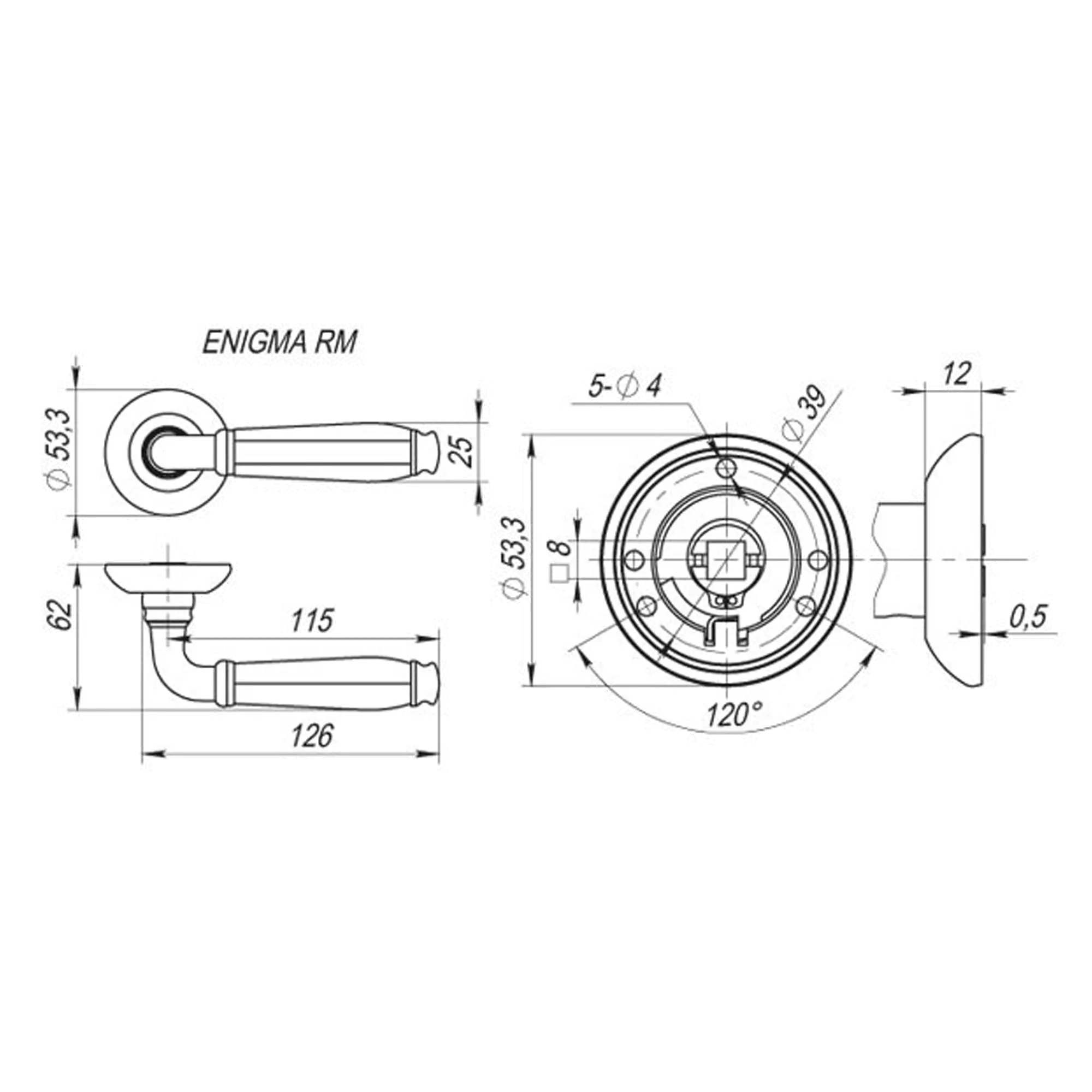 Ручка раздельная R.RM54.ENIGMA (ENIGMA RM) SN/CP-3 матовый никель/хром