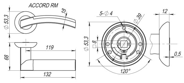 Ручка раздельная R.RM54.ACCORD (ACCORD RM) SN/CP-3 матовый никель/хром