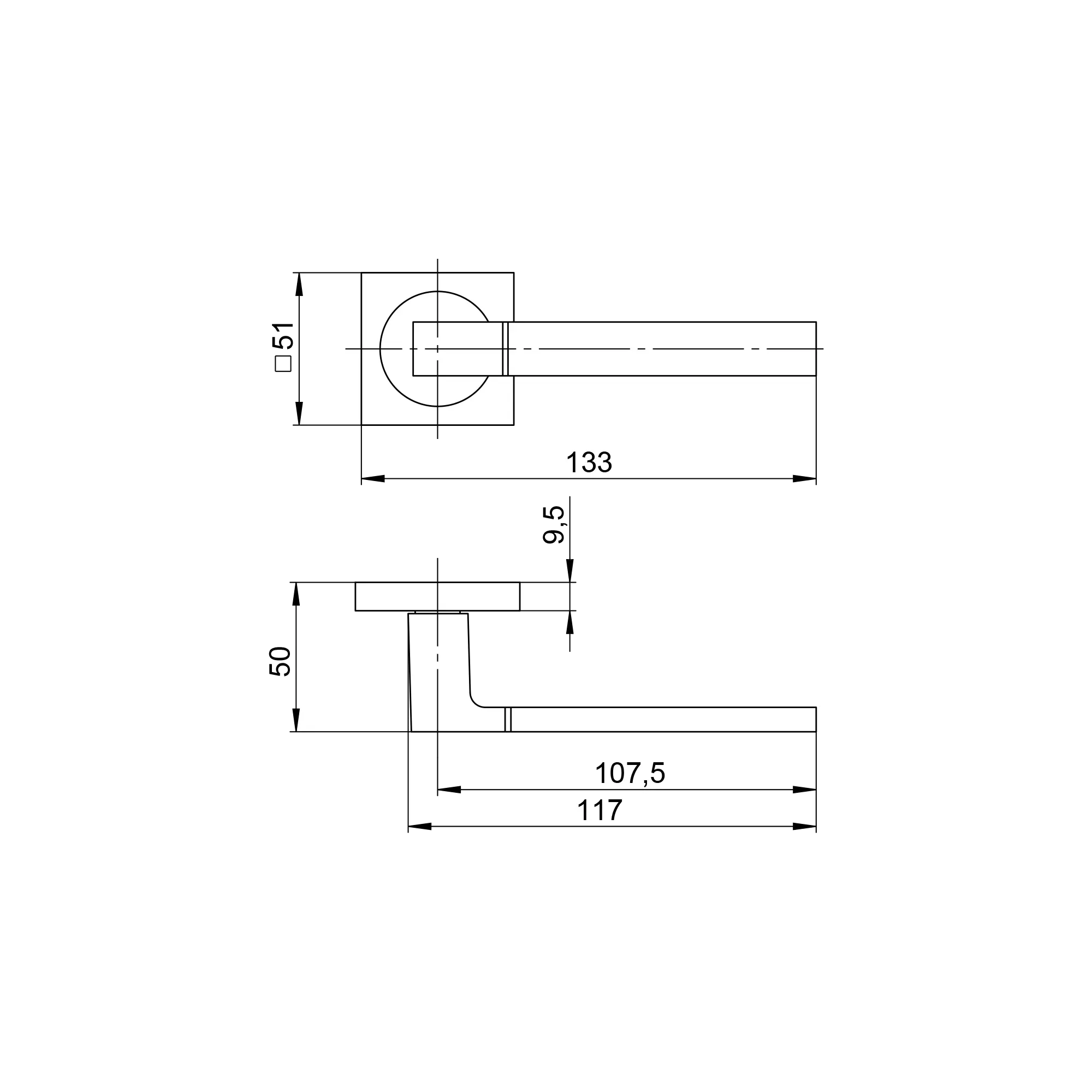 Ручка раздельная K.JK51.IND FUSE BL-24 черный (AL руч.)