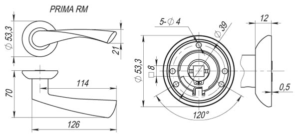 Ручка раздельная R.RM54.PRIMA (PRIMA RM) SN/CP-3 матовый никель/хром